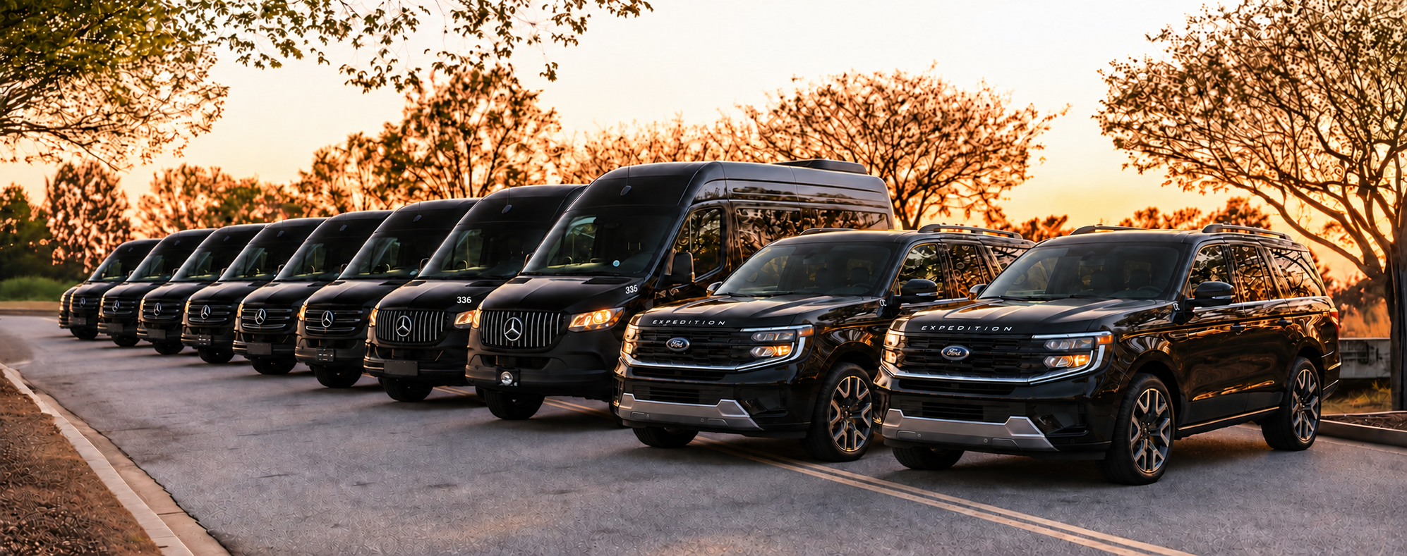 Rent Luxury Vans fleet lined up together